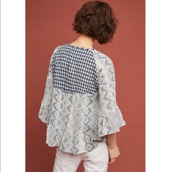 NWT Anthropologie gingham eyelet kimono - Picture 3 of 8